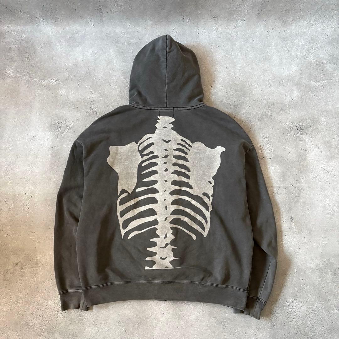 VANSON バンソン スカルボーン ジップパーカー ヴィンテージ加工 スミ黒