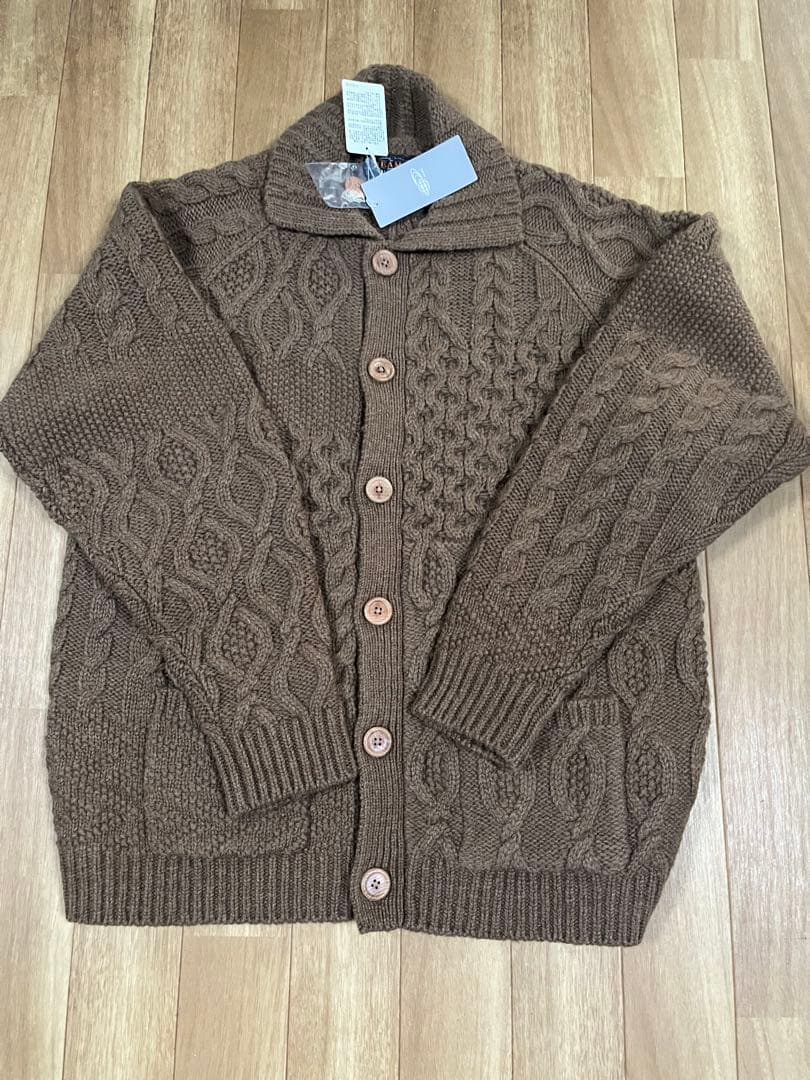 BEAMS PLUS ケーブルニットカーディガン M ブラウン