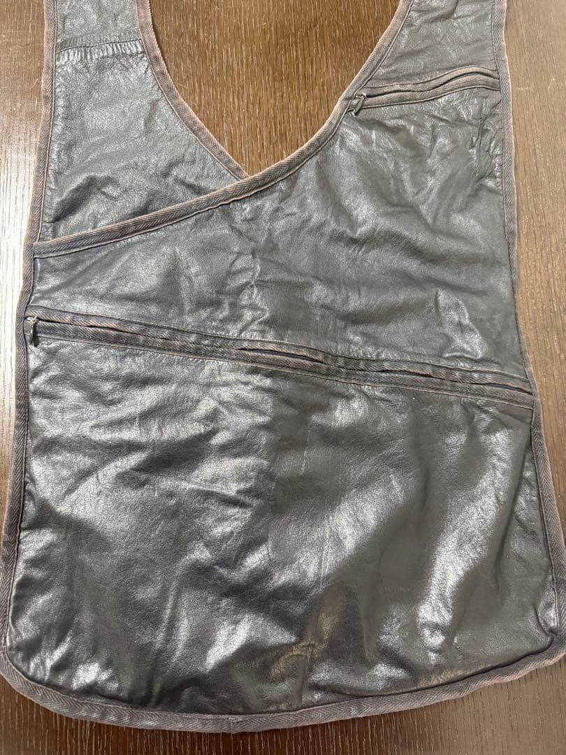 ヨウジ ヤマモト　牛革×デニム　黒ショルダーバッグ　サコッシュ