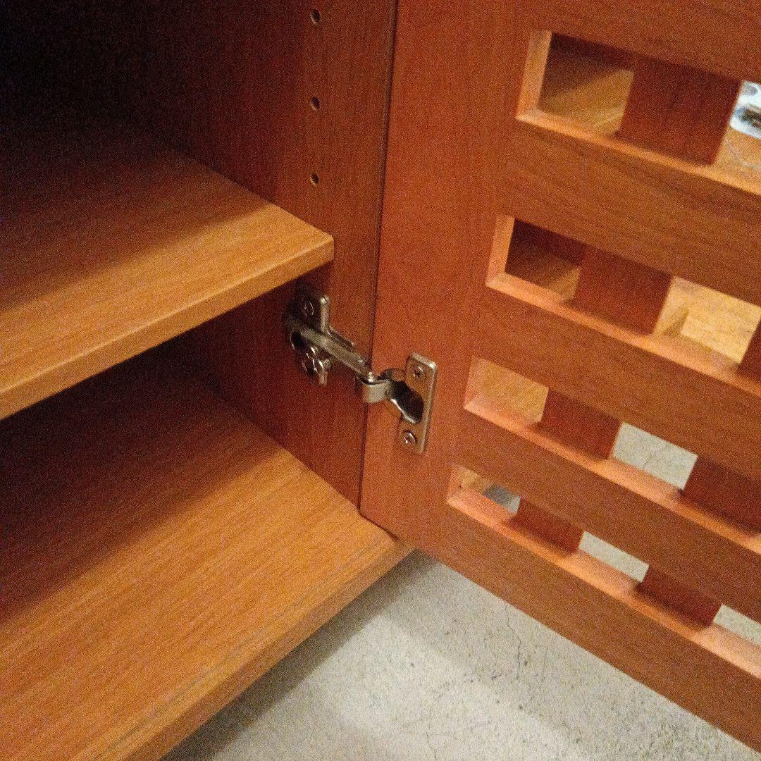 木製シューズラック 格子扉 6段収納