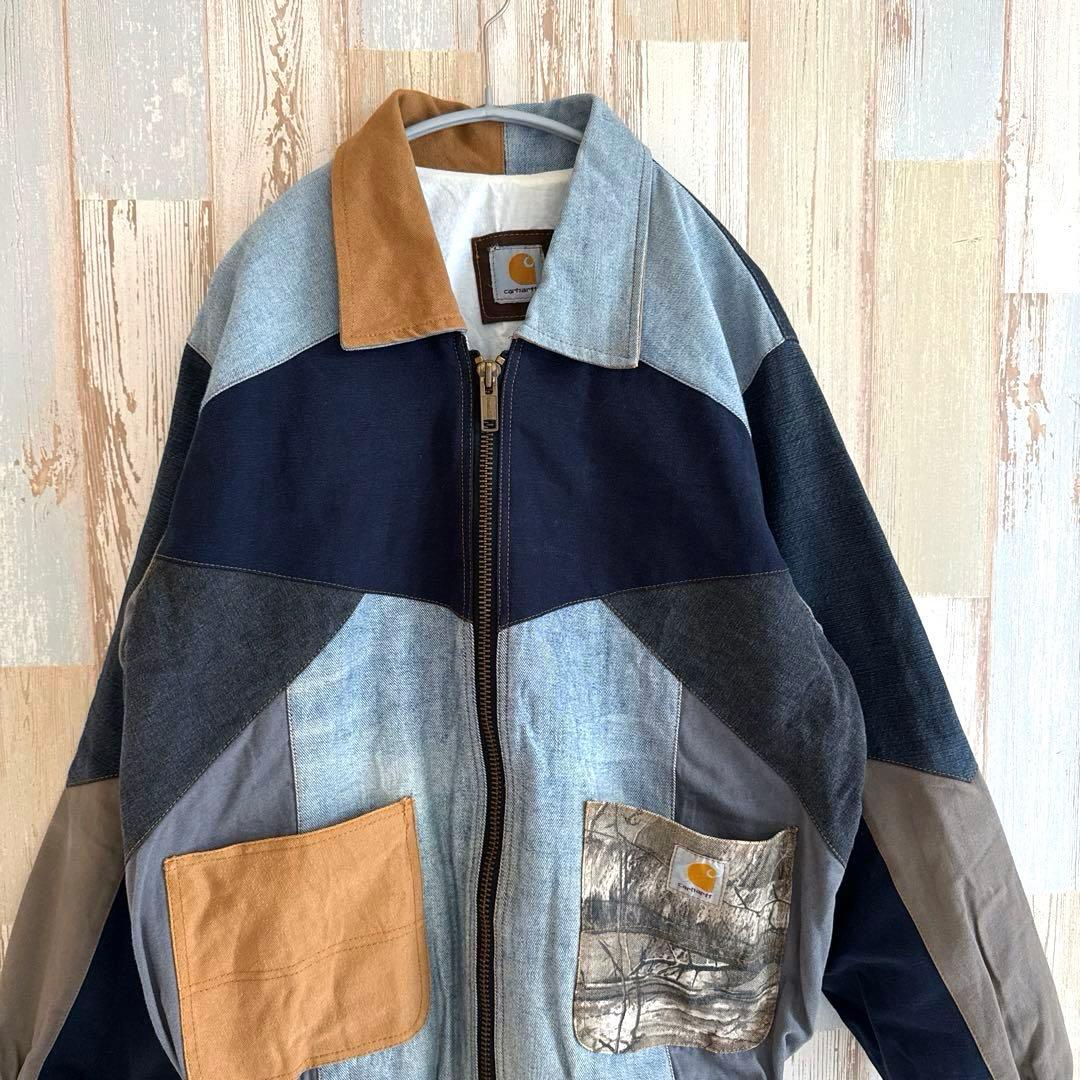 希少美品 carharttリメイク L相当アクティブジャケットダック一点物