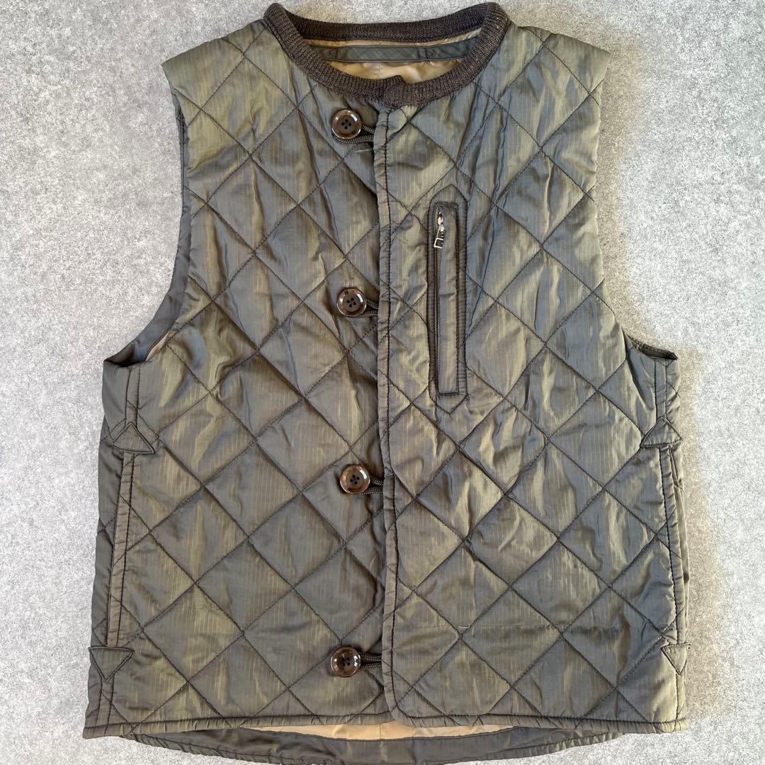 45R　キルティングベスト　ナイロン　オリーブ　グリーン　ブラウン　日本製　希少
