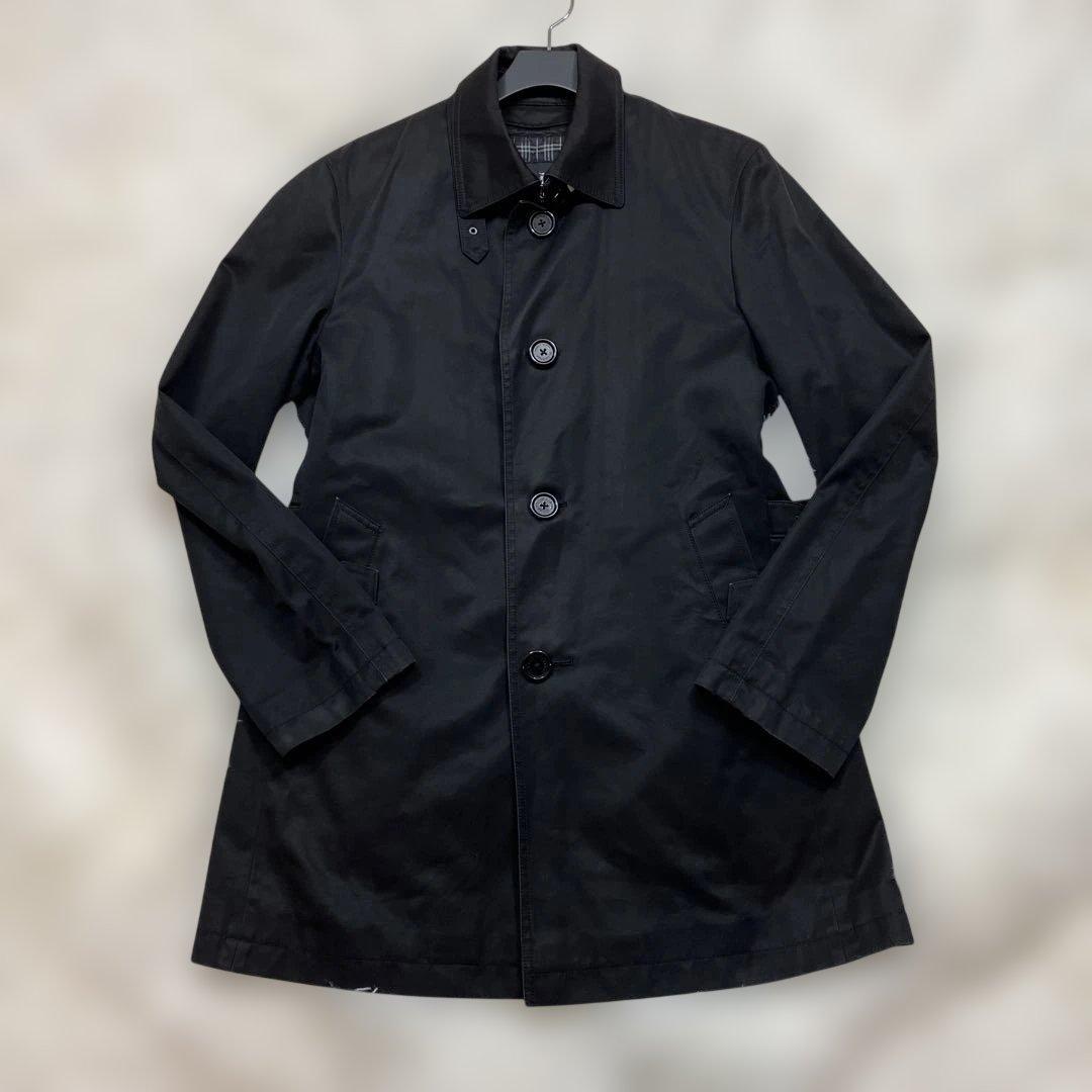 極美品バーバリーブラックレーベル ステンカラーコート ノバチェックライナー付黒L