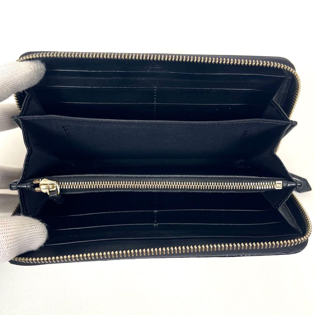 フェンディ　長財布　バグズ　モンスター　メタルアイ　ラウンドファスナー　レザー