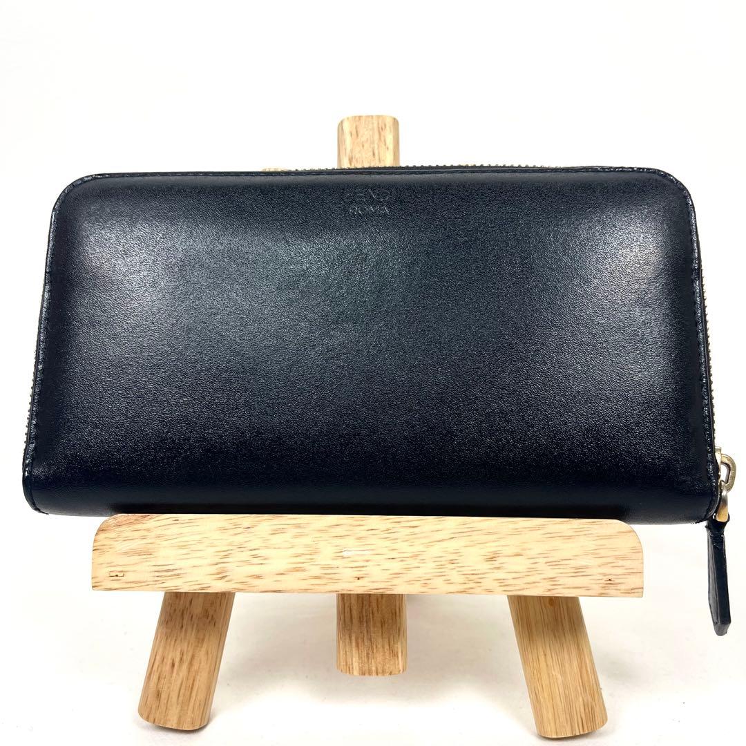 フェンディ　長財布　バグズ　モンスター　メタルアイ　ラウンドファスナー　レザー