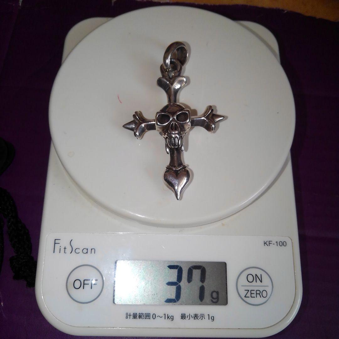 美品 廃盤 TIM CAMP スカルとハート クロスペンダント 37g