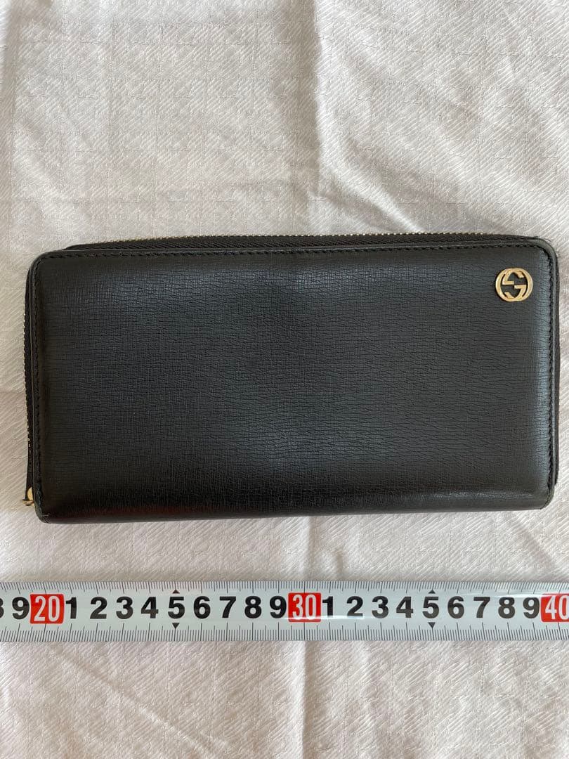 【Rii】GUCCI 黒 長財布 ゴールドロゴ