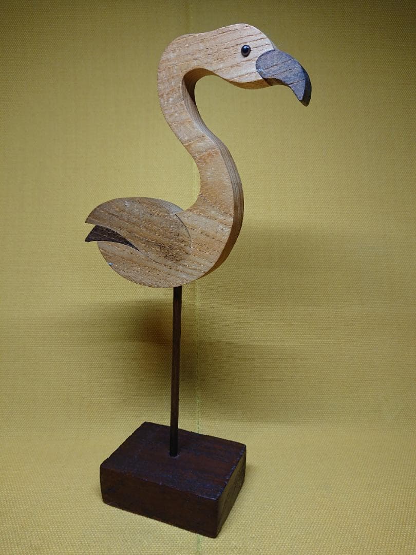 トリ　カモ　彫刻　木製　オブジェ　置物　インテリア　工芸品　美術品　A2502