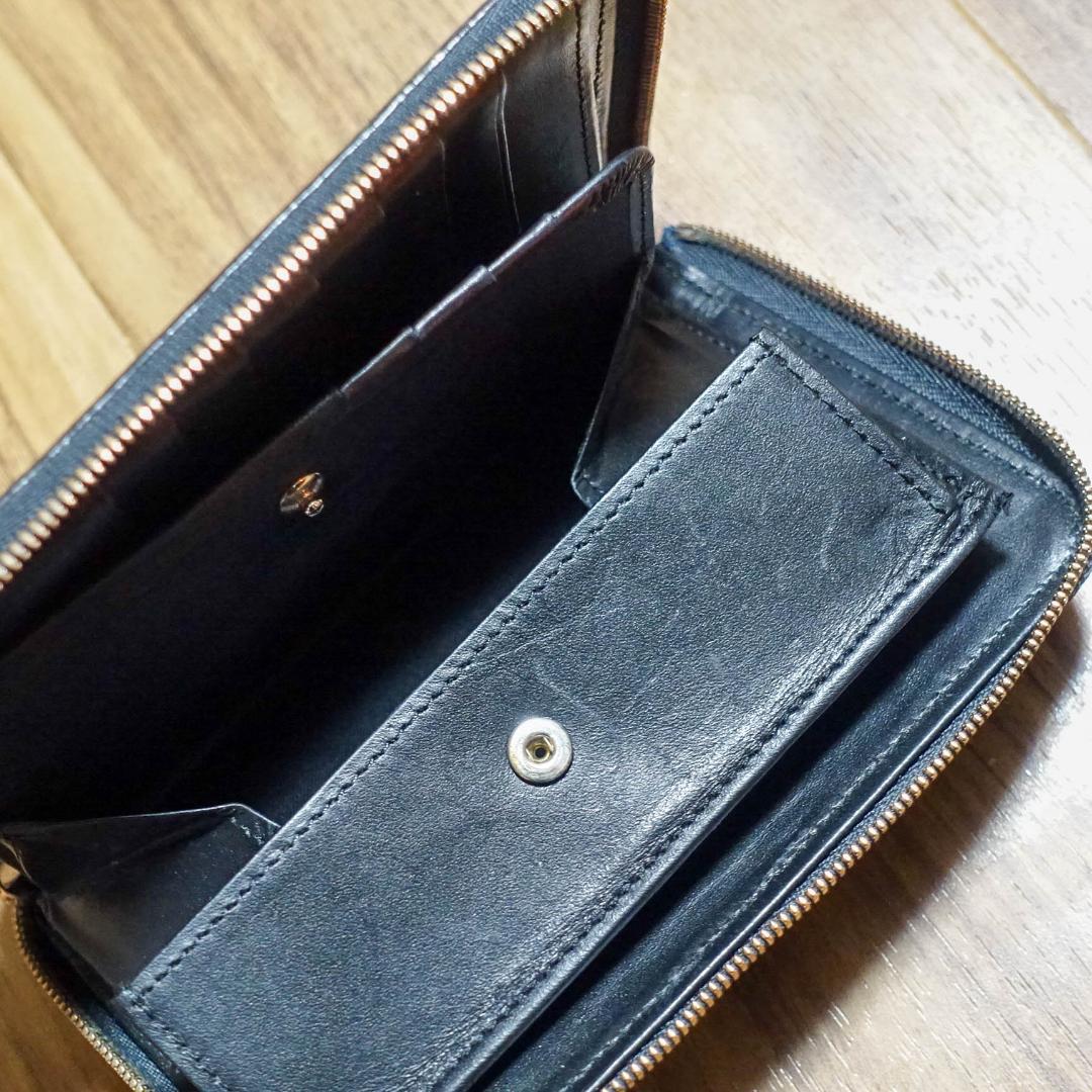 itti 財布 二つ折り 黒桟革 イッチ