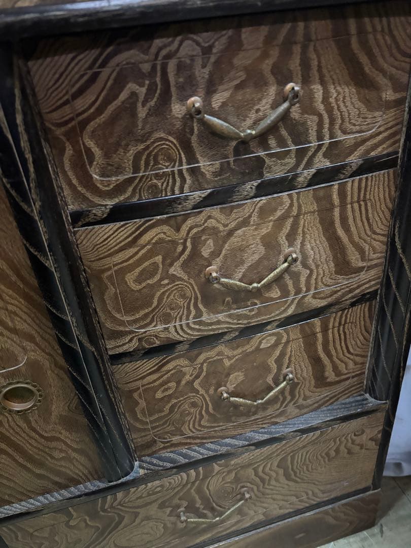 桑材　木製ガラス扉付き和風収納棚　高さ165cm 幅90㎝　岐阜県揖斐郡池田町