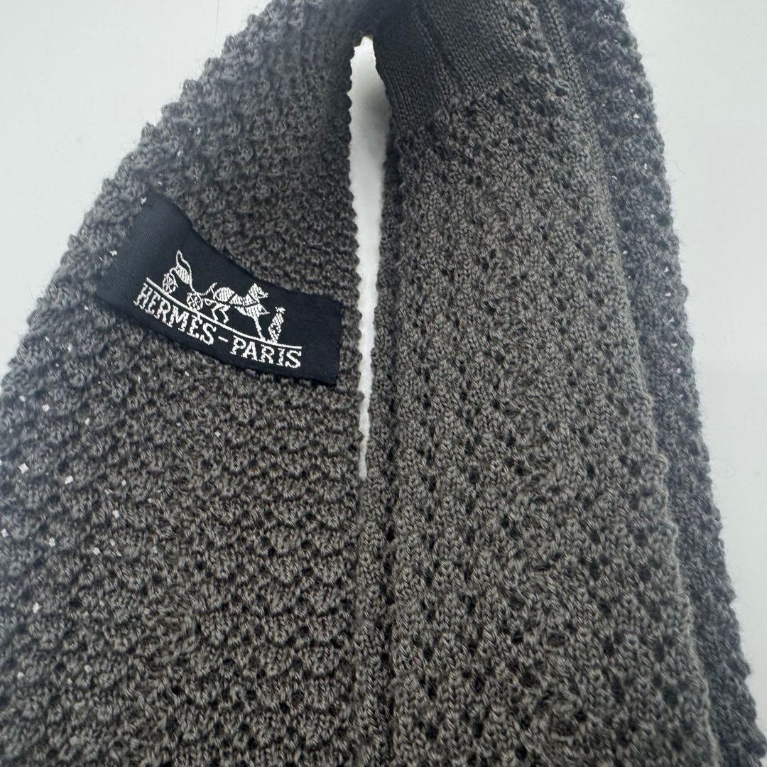 G*3様 【美品】　エルメス ニットタイ ソリッド ネクタイ