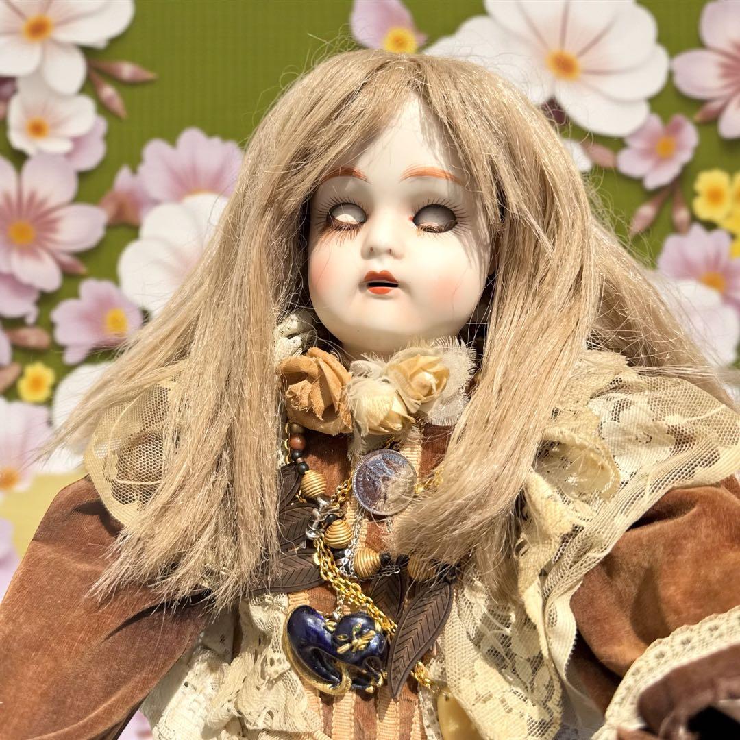 ビスクドール カマー ラインハルト ブラウン ベルベット ドレス シェルカメオ