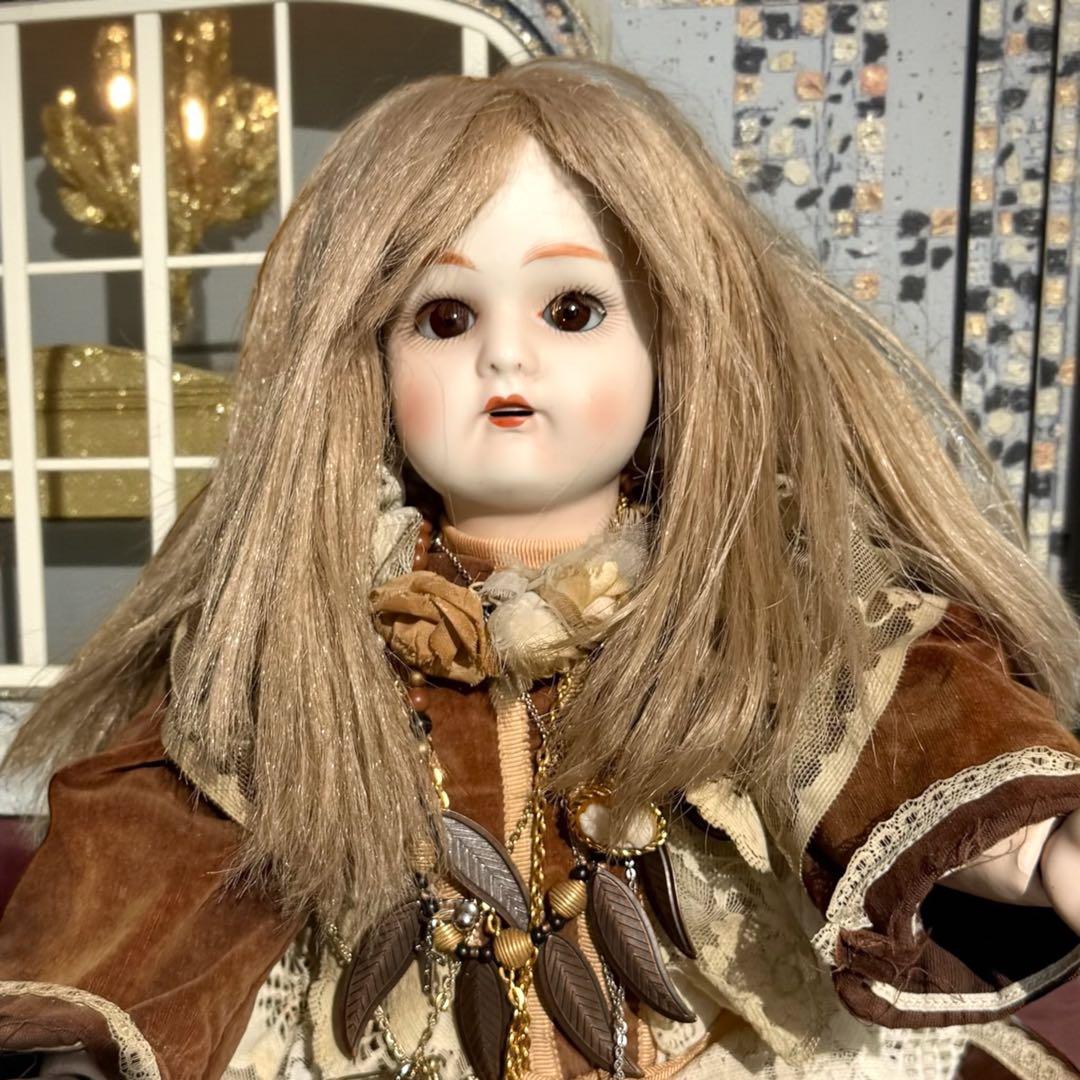 ビスクドール カマー ラインハルト ブラウン ベルベット ドレス シェルカメオ