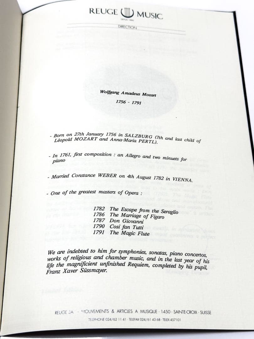 【超希少】REUGE リュージュ モーツァルト 没後200年記念 限定オルゴール