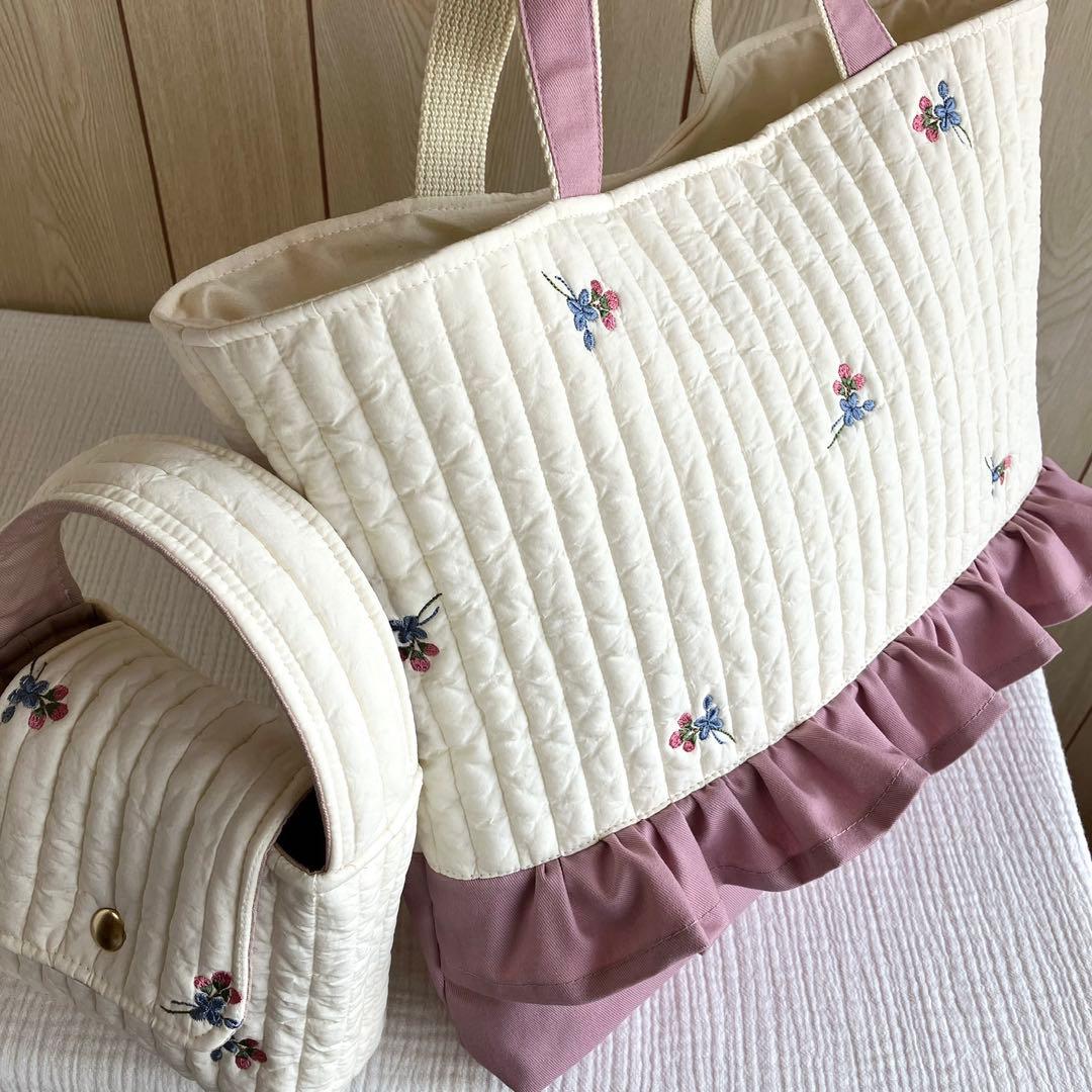 ヌビ フラワー おはな レッスンバッグ 入園入学 イブル ラベンダーピンク 撥水