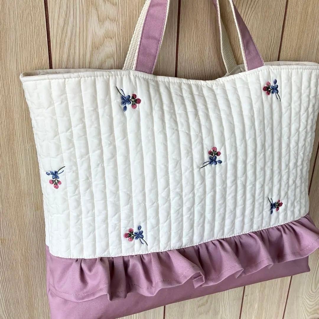 ヌビ フラワー おはな レッスンバッグ 入園入学 イブル ラベンダーピンク 撥水