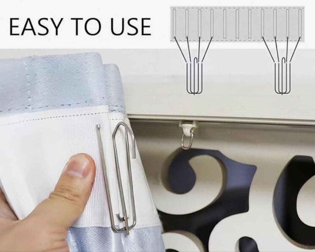 フランス製　スカラップスタイルカーテン　付属品付き