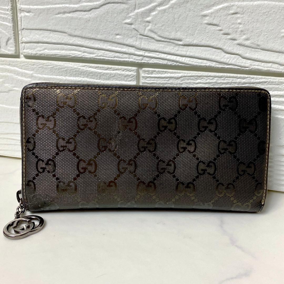 グッチ GUCCI インプリメ GG柄 ラウンドファスナー 長財布 ブロンズ