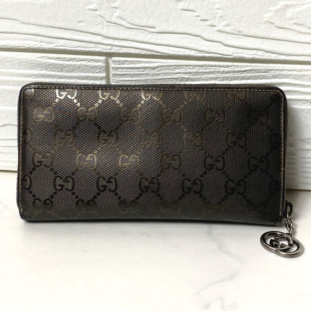 グッチ GUCCI インプリメ GG柄 ラウンドファスナー 長財布 ブロンズ