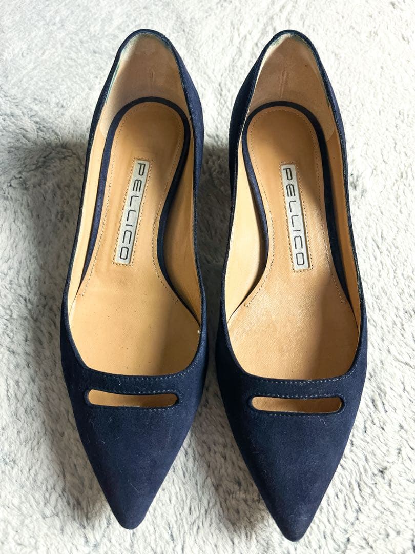 人気【PELLICO】35.5 アネッリ スエードパンプス 濃紺 22.5cm