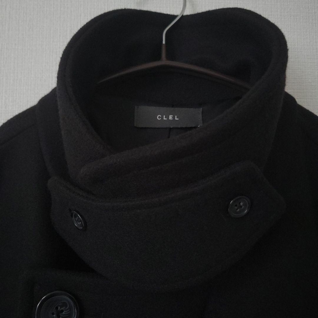 CLEL テックメルトンルーズ ダブルチェスターコート ブラック L