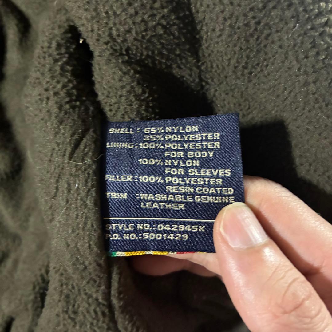 90s DOCKERS襟レザー中綿ブルゾンハリントンジャケットフェード短丈