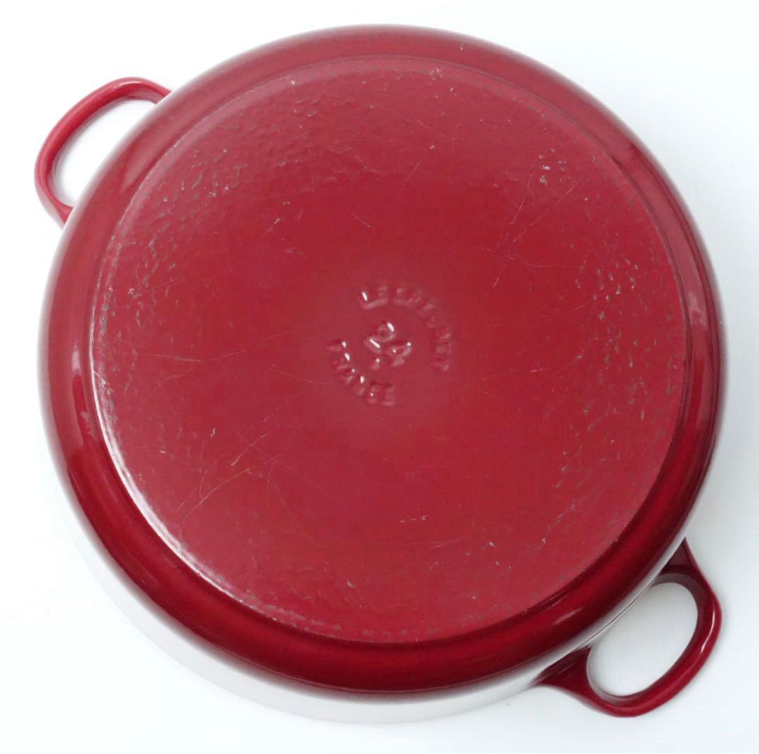 【美品】LE CREUSET　ココット ロンド バーガンディ　24cm