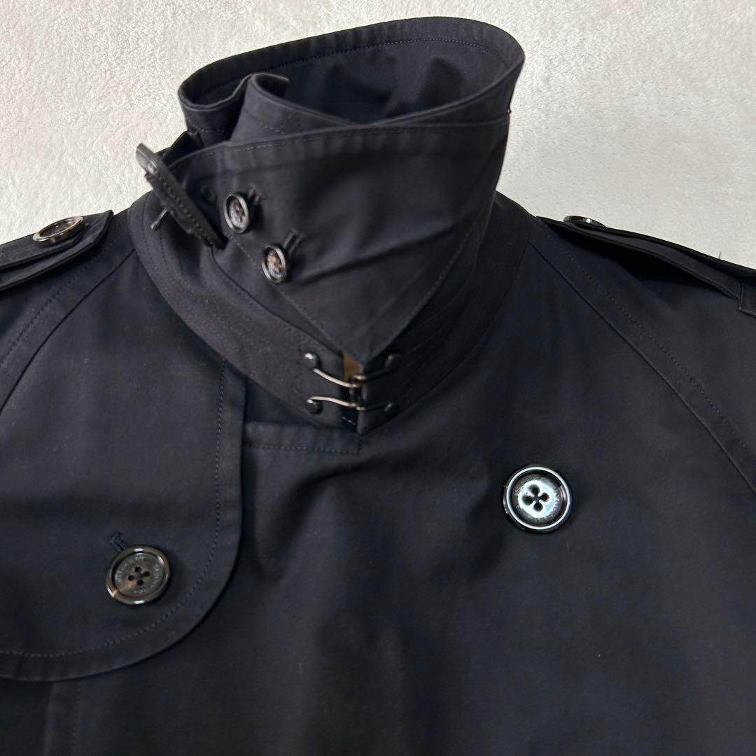 美品 バーバリーロンドン ノバチェック ウールライナー ダブルトレンチコートM黒