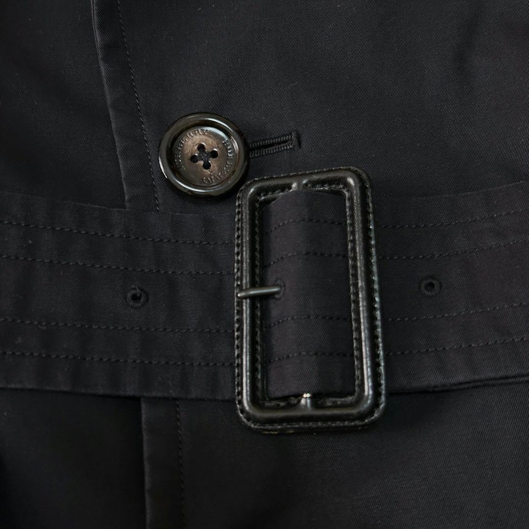 美品 バーバリーロンドン ノバチェック ウールライナー ダブルトレンチコートM黒