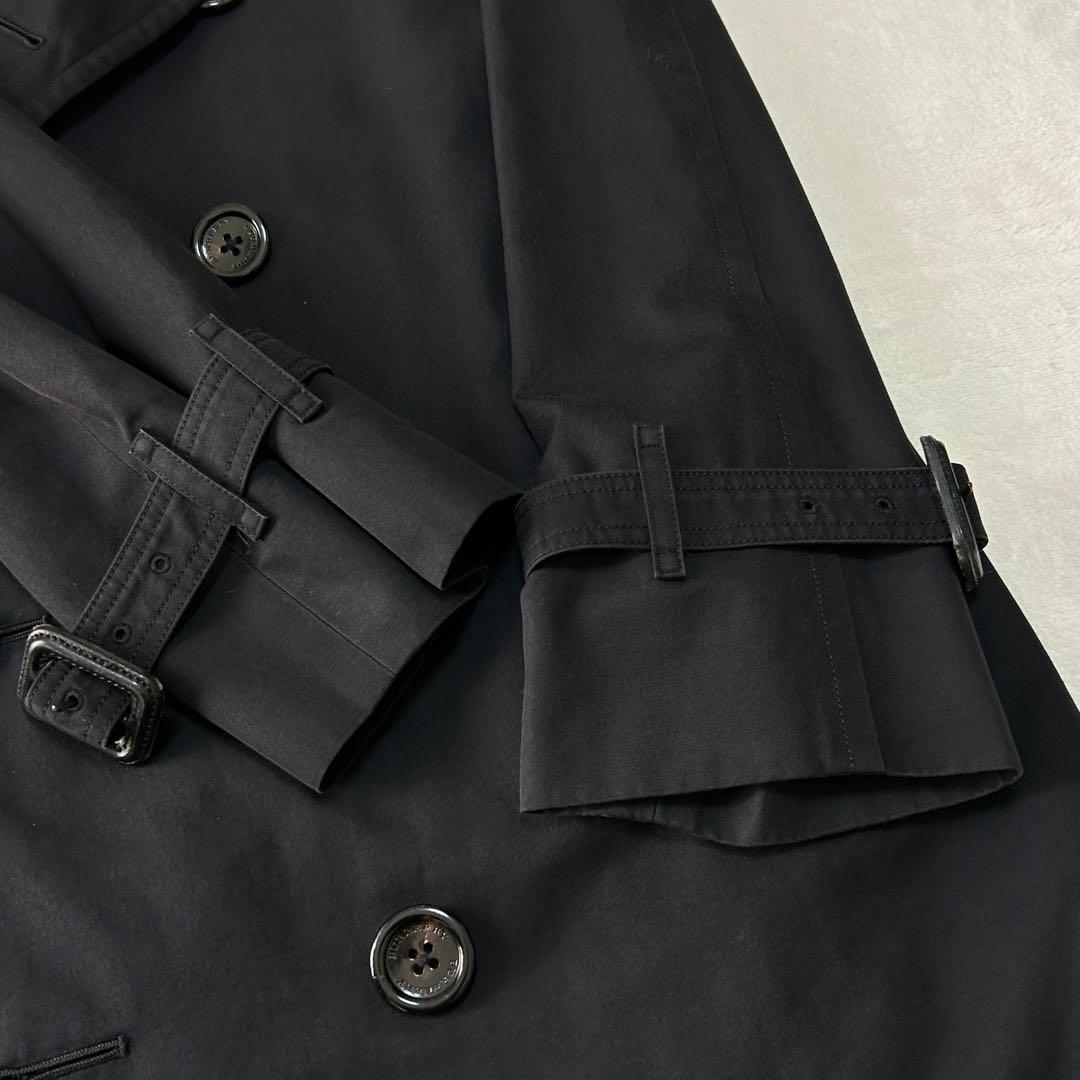 美品 バーバリーロンドン ノバチェック ウールライナー ダブルトレンチコートM黒