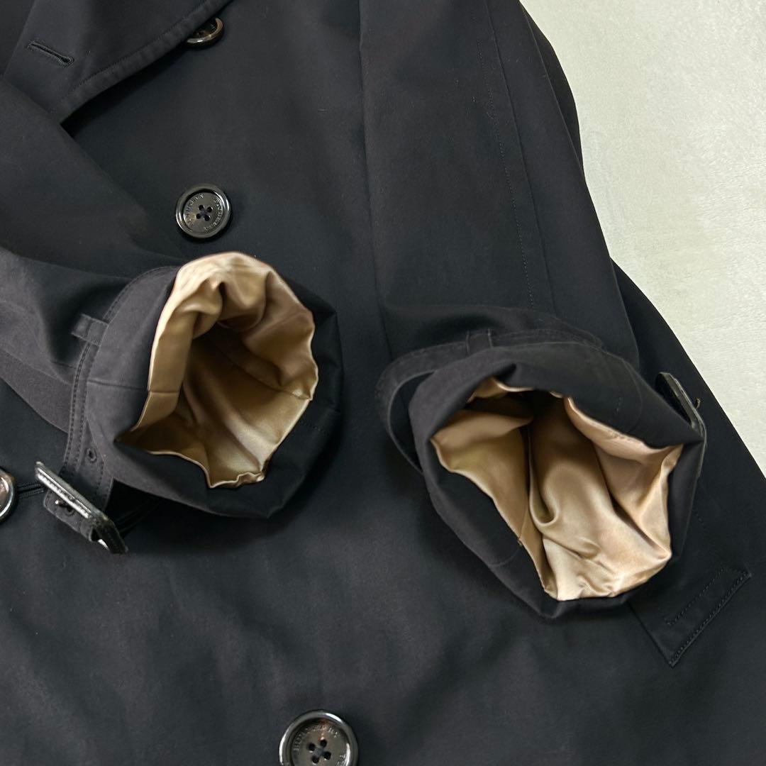 美品 バーバリーロンドン ノバチェック ウールライナー ダブルトレンチコートM黒