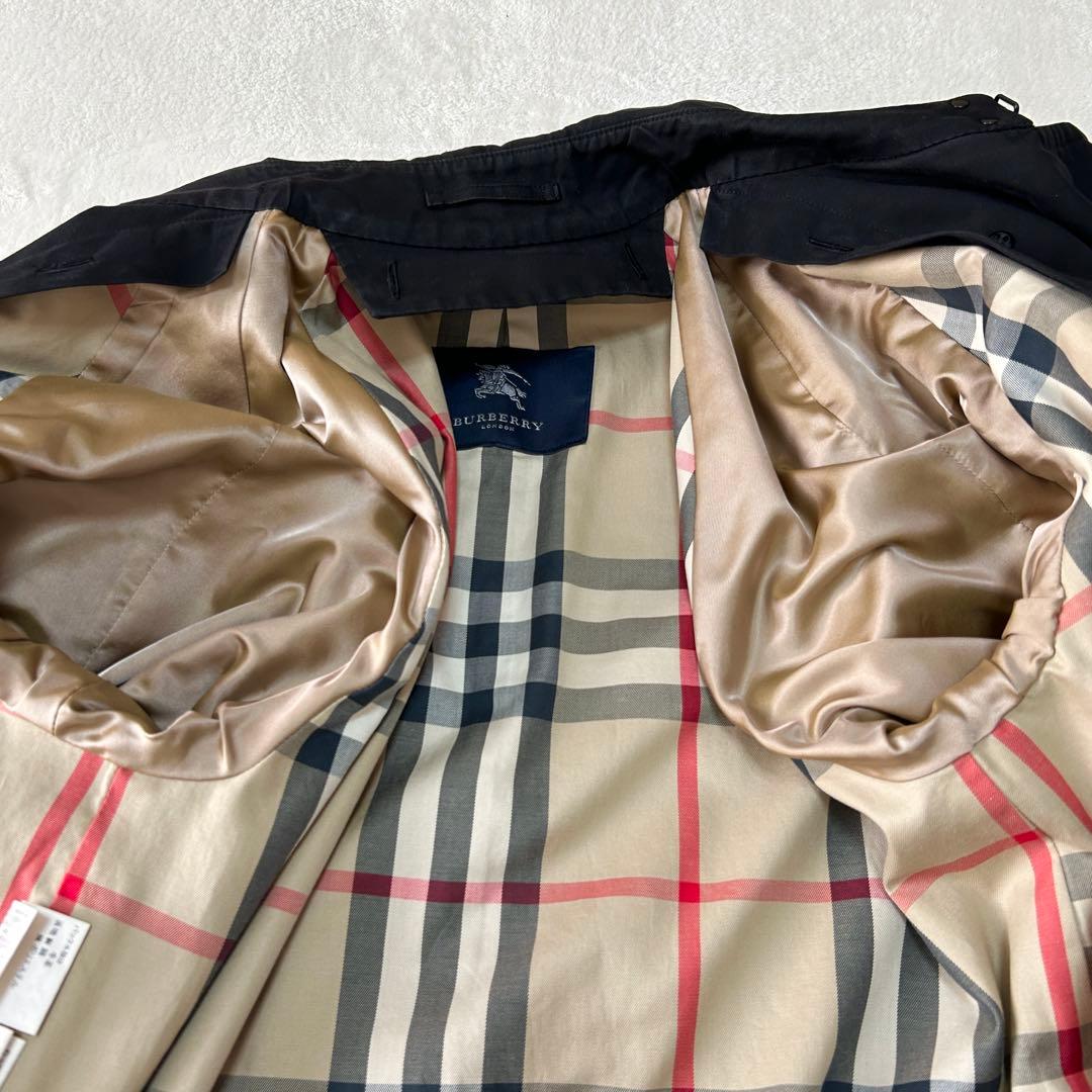 美品 バーバリーロンドン ノバチェック ウールライナー ダブルトレンチコートM黒
