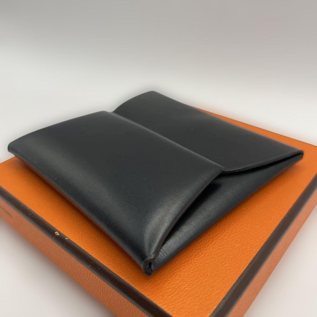 エルメス　バスティア　ボックスカーフ　ノワール　ブラック　小銭入れ　ケース