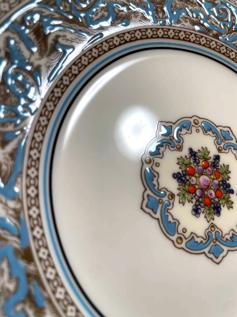 ウェッジウッドフロレンティーンターコイズプレート4枚17.5cm黒壺未使用近美品