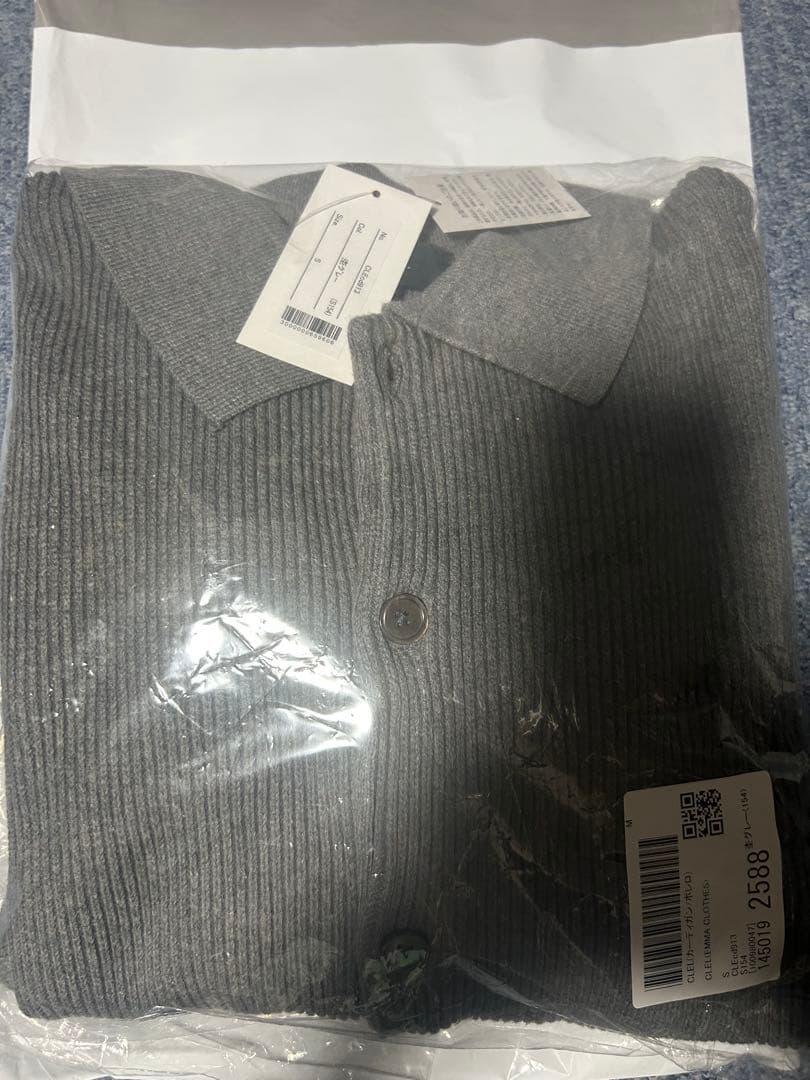 CLEL ベーシック/スプレー畦編みニットシャツカーディガン Gray S