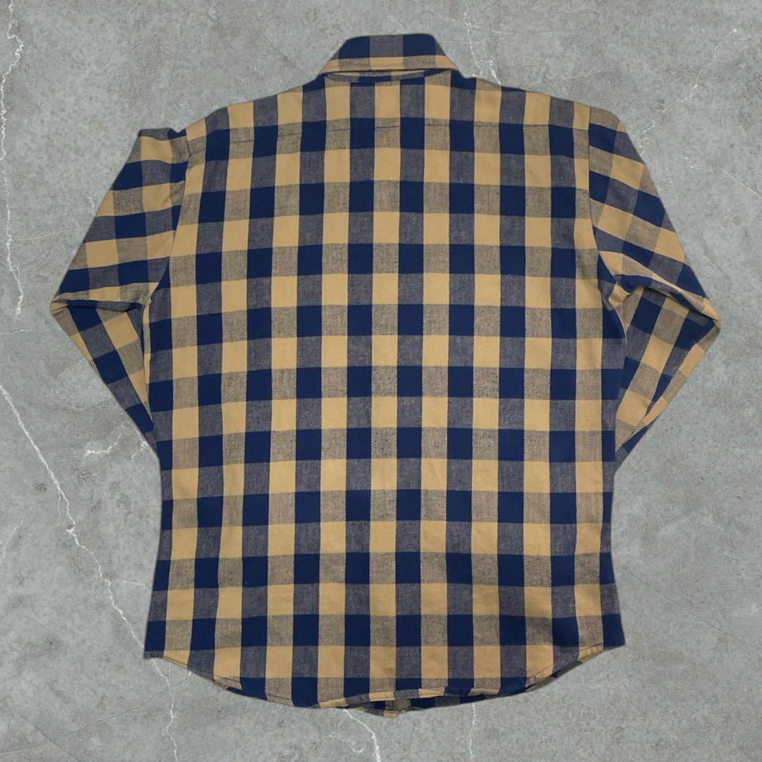 好配色 70s FIVE BROTHERネルシャツ 黄紺 USA製 L ヘビネル