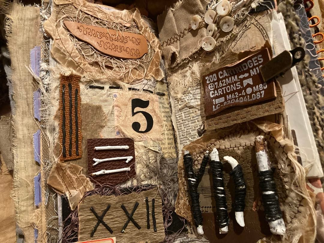 男前ジャンクジャーナル　雑記帳　数字　革タグ　ペイント　アンティーク