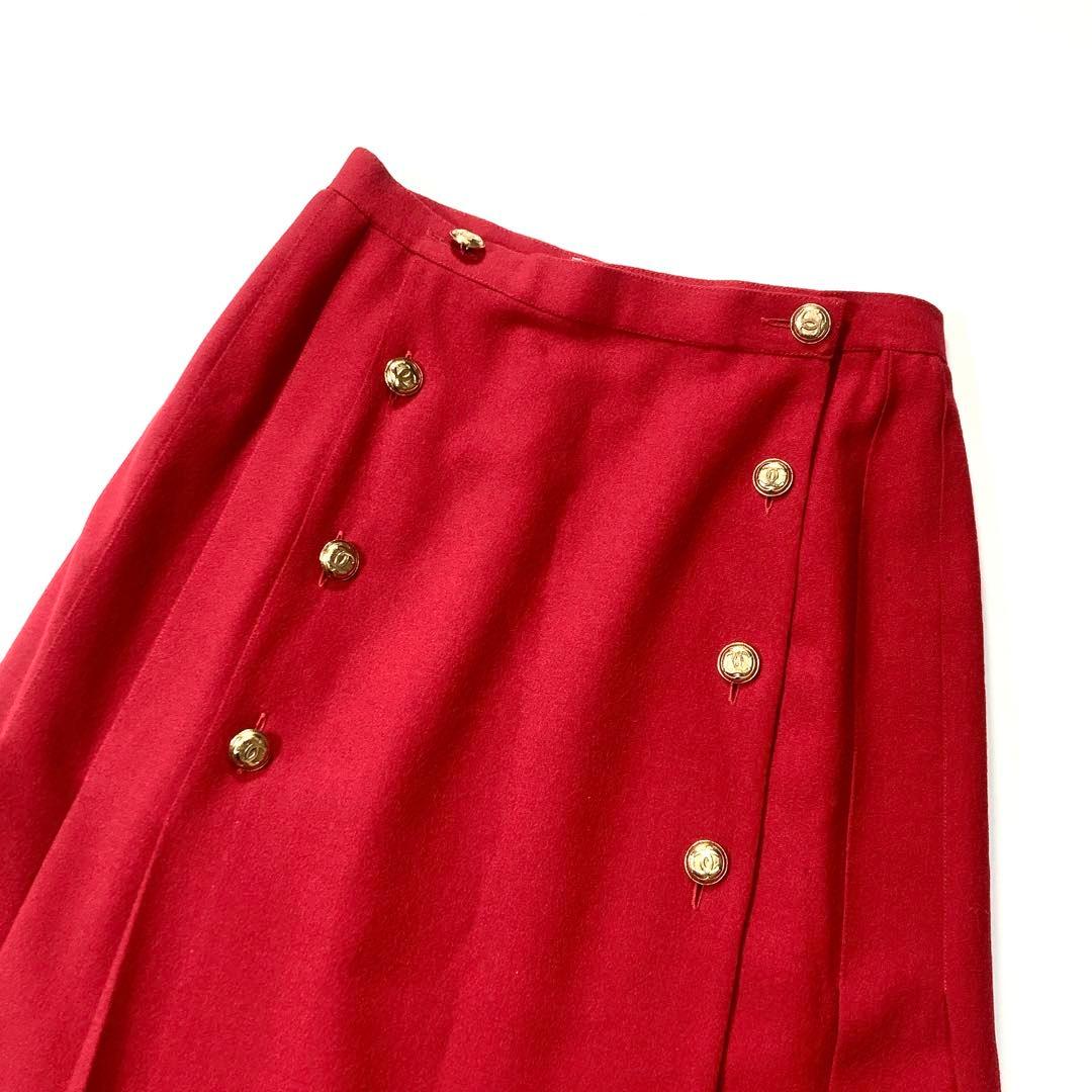 CHANEL シャネル ゴールドココボタン プリーツスカート ヴィンテージ 34