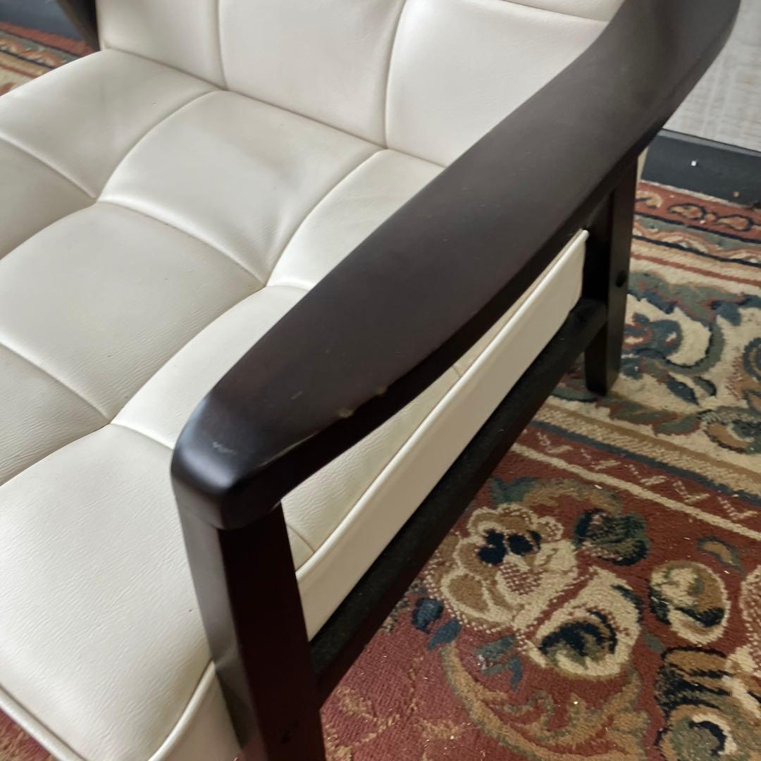 北欧レトロ 木製フレーム アームチェア 一人掛けソファー ロビーチェア ホワイト