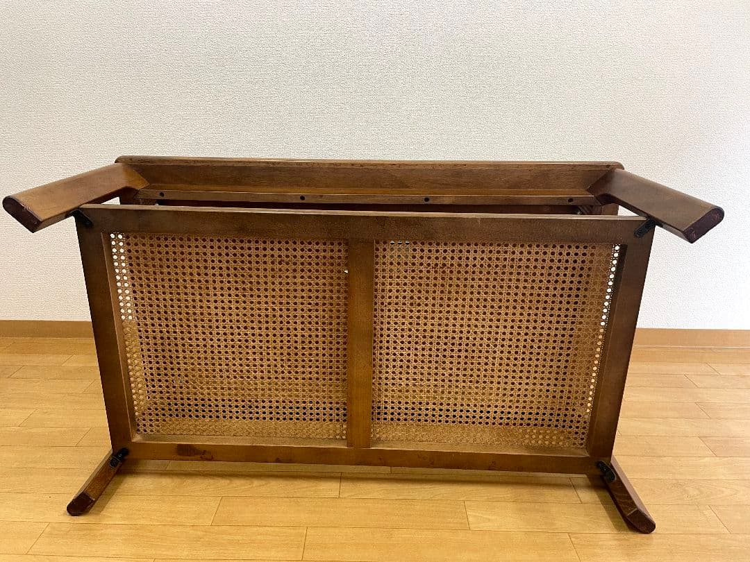 カリモク　ローテーブル　ラタン　机　karimoku