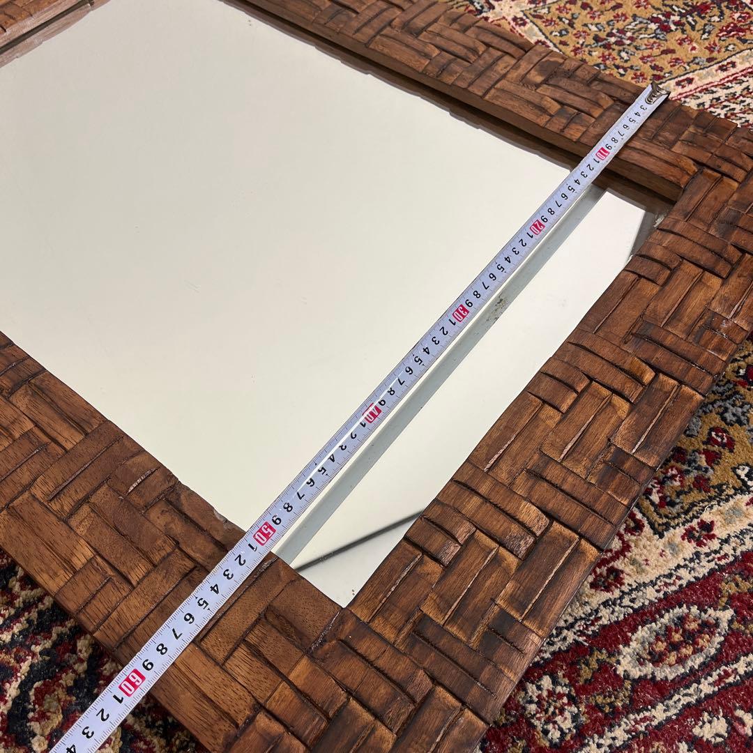 古道具ビンテージ品◾️木製装飾フレーム 壁掛けミラー ウォールミラー 鏡