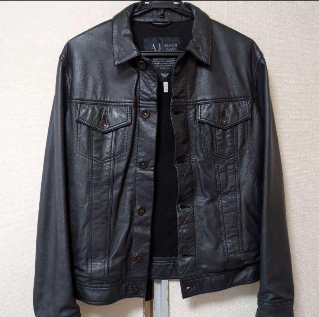【希少】Armani Jeans レザートラッカージャケット 46