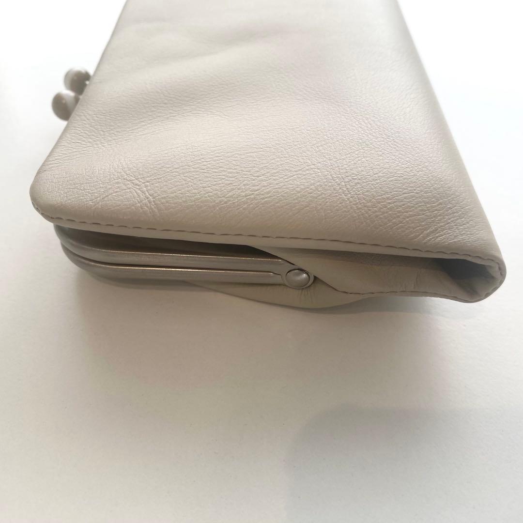 agnes b. アニエスベー 二つ折り財布 ベージュ がま口 レザー箱付き