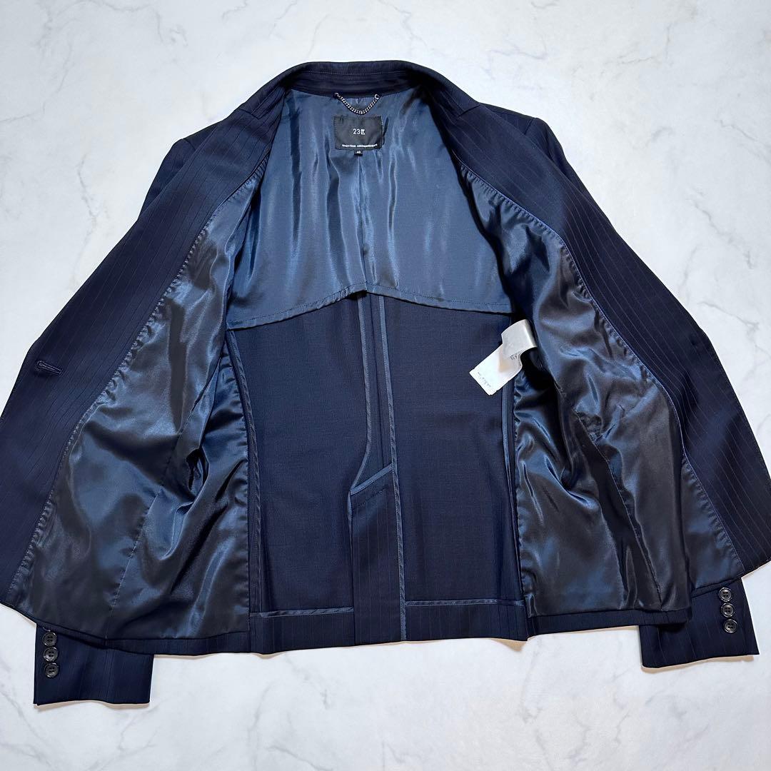 21AW✨23区 ファインネスウール スーツ セットアップ 紺 ストライプ 40