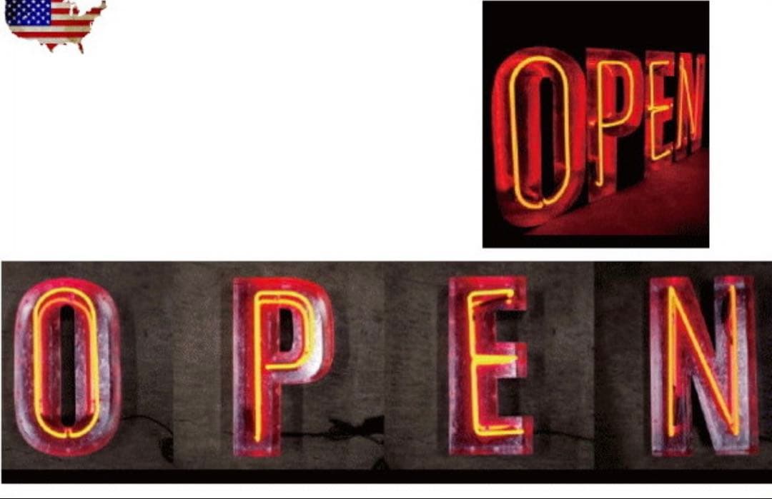 アメリカン雑貨　ネオン管　ネオンライト サインレッド　OPEN