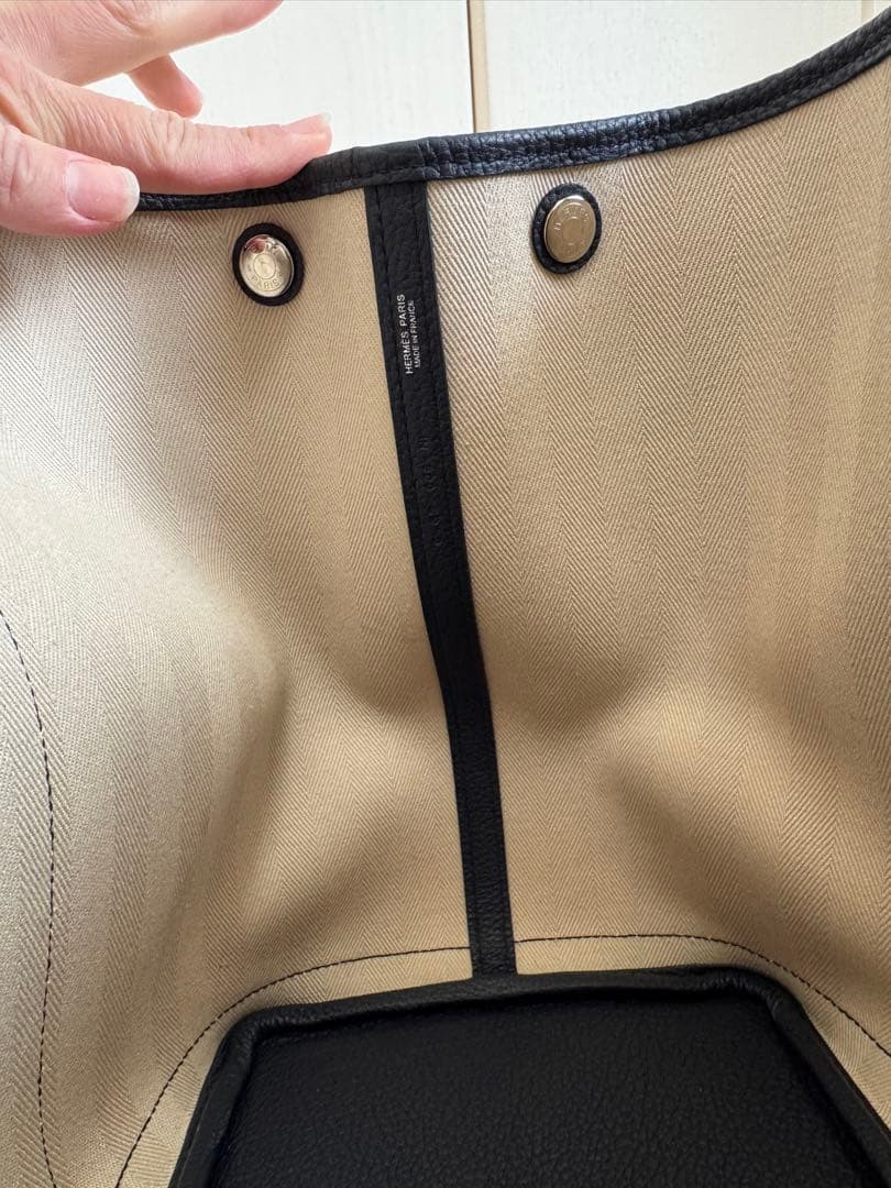 【美品】HERMES エルメス　PMトートバッグ　キャンバス　ネイビー