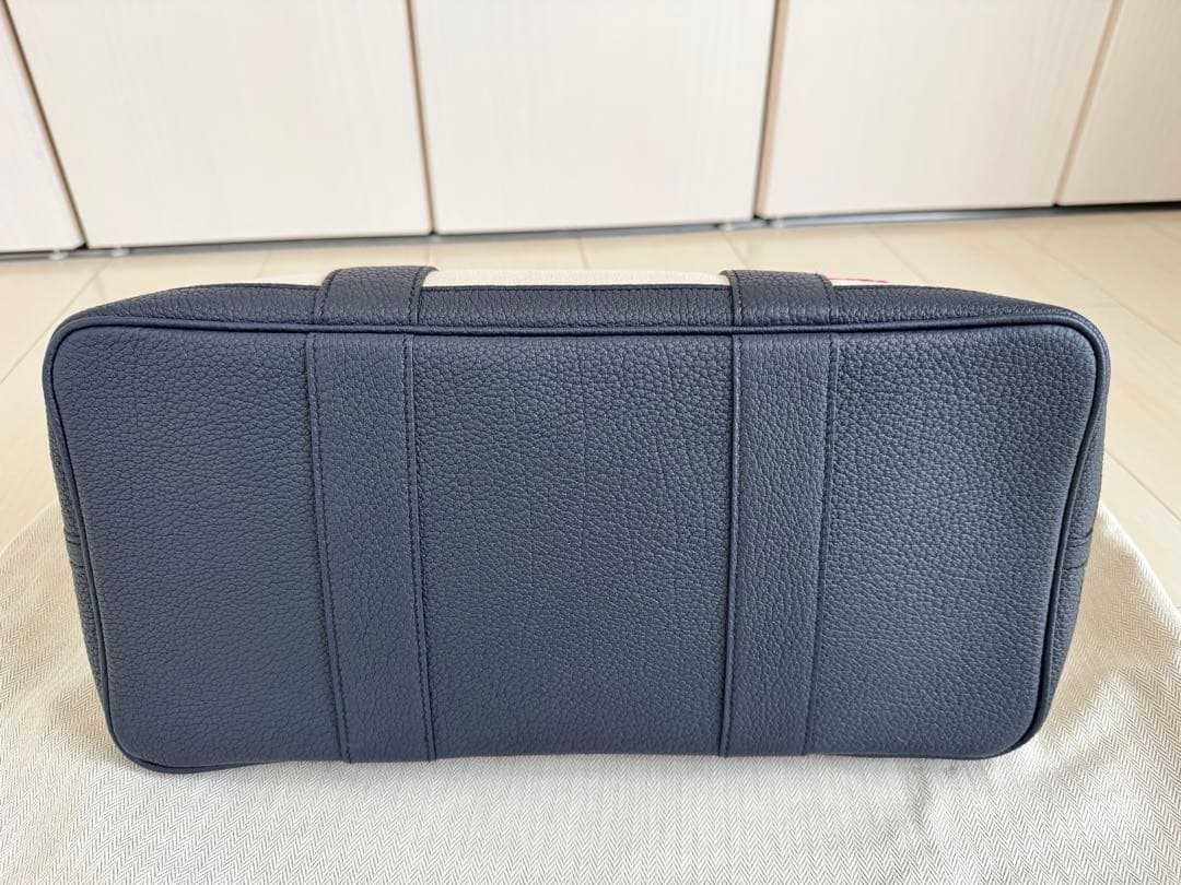【美品】HERMES エルメス　PMトートバッグ　キャンバス　ネイビー