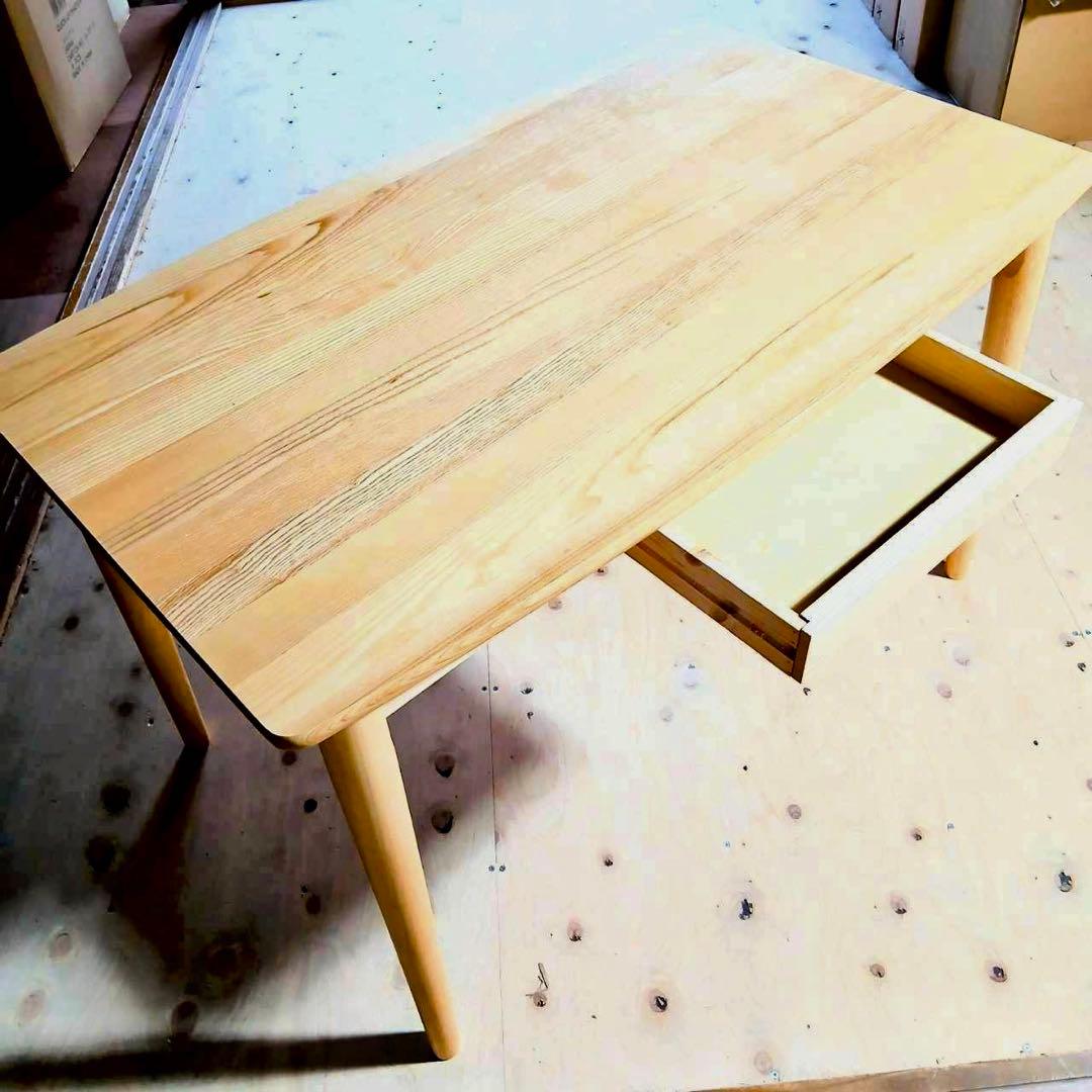 【未開封をお届け！】115センチ　ダイニングテーブル 自然木仕上げ 引き出し付き