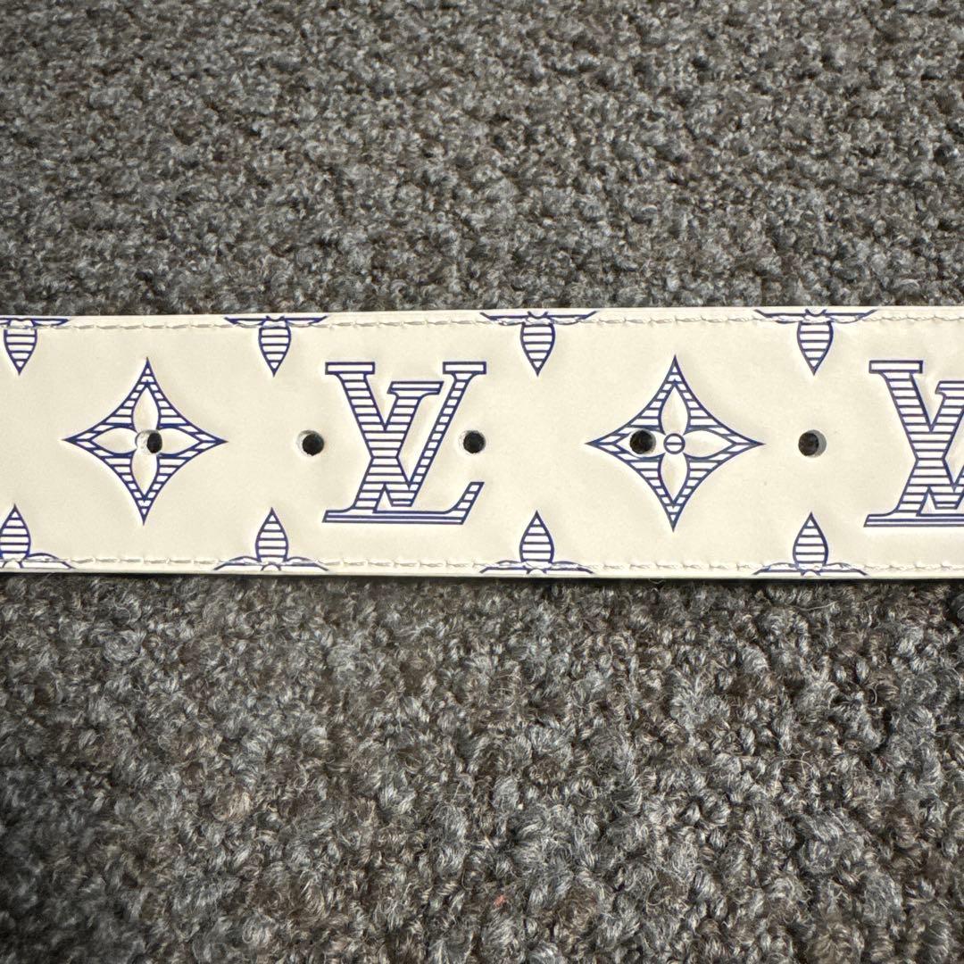 【希少配色】ベルト・LV シャドウ リバーシブル 90cm ブルー　正規品