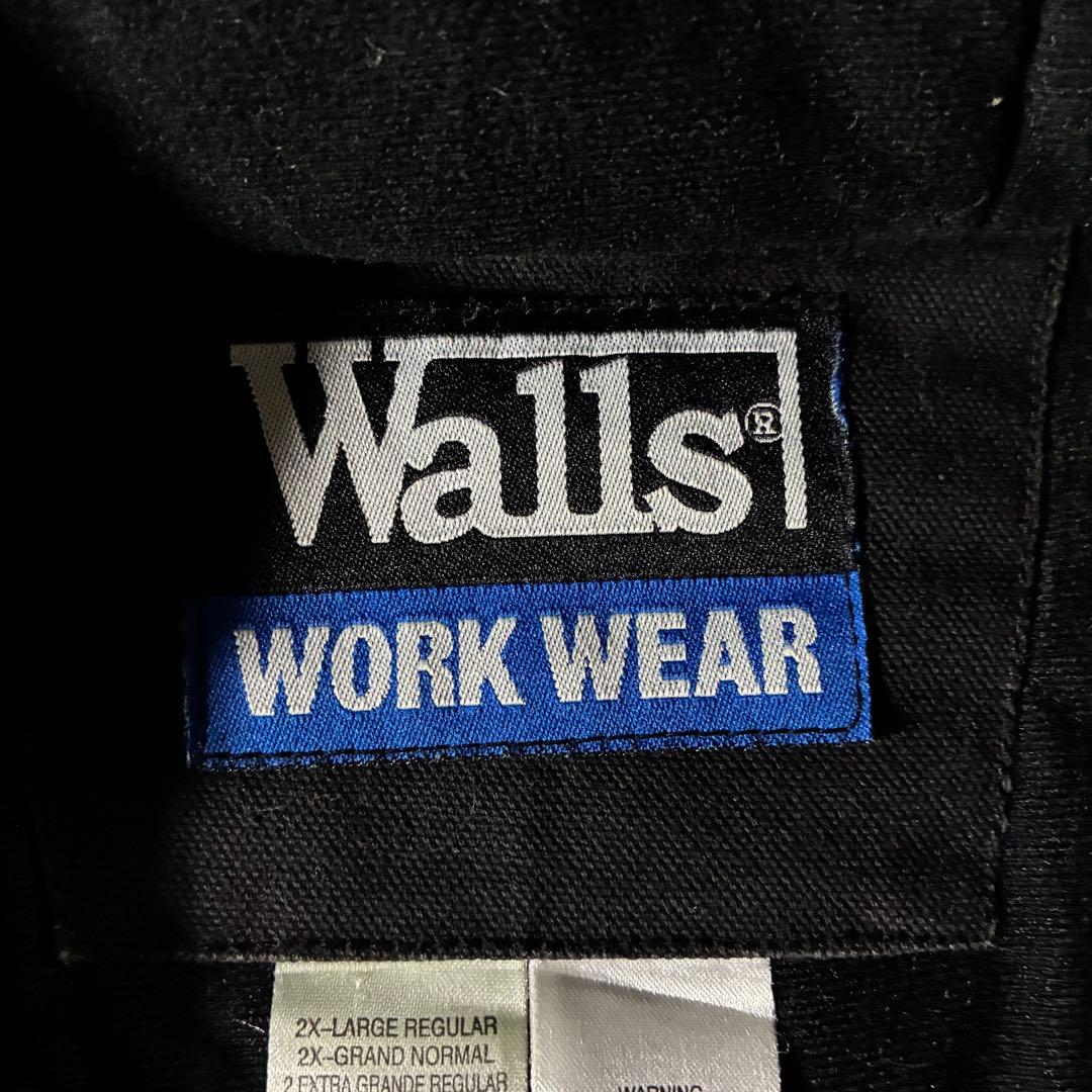 90s Walls中綿ダックアクティブジャケット黒フェードブラック短丈ストリート